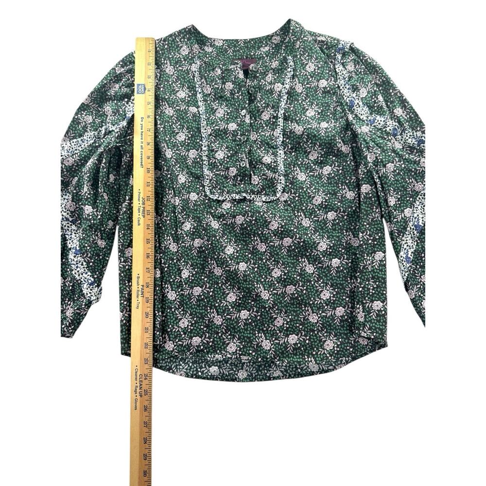 J.Crew x Liberty Fabric Ruffle Sleeve Blouse Womens S Floral Green Preppy - Picture 7 of 11